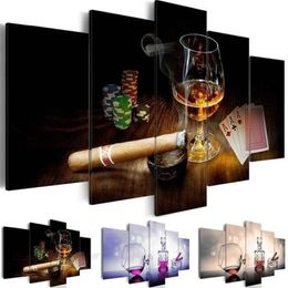 Unframed Cigarette and Whiskey Picture Canvas Art Print Oil Painting Wall Pictures for Living Room Paintings Bar Decor234E