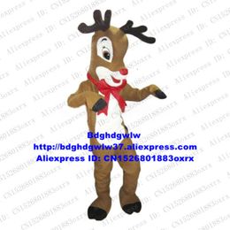 Mascot Costumes Brown Rudolph the Red Nose Reindeer Charlie Milu Deer Mascot Costume Cartoon Character Cute Lovable Closing Ceremony Zx2138