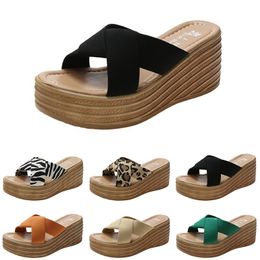 slippers women sandals high heels fashion shoes GAI summer platform sneakers triple white black brown green color5