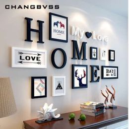 European Stype Home Design Wedding Love Po Frame Wall Decoration Wooden Picture Frame Set Wall Po Frame Set White Black257T