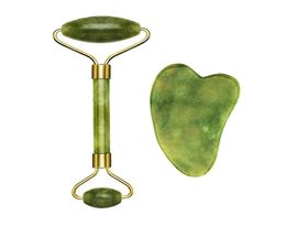 epack jade roller gua sha scrapping tool set aging facial massager authentic jade stone roller for face natural f2494281