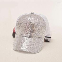 Ball Caps 2024 Sequins Baseball Cap Women's Adjustable Reflective Fashion Snapback Summer Spring Hat Casquette