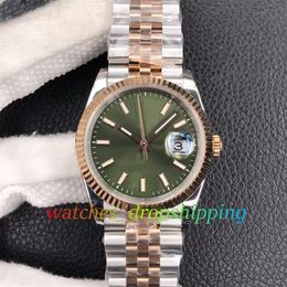 GMF 36mm Unisex Watch Green Dial Fluted Bezel 3235 Automatic Movement Two Tone Rose gold Silver 904L Steel Bracelet 126234 ETA GM Factory Super Edition Wristwatch