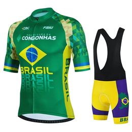 2024 Brazil Green Cycling Jersey Set 19D Bike Shorts Kits Ropa Ciclismo MENS Summer Quick Dry BICYCLING Maillot Bottom Clothing