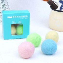 Wool Felt Ball Toys For Cats Kittens Colourful Eco-Friendly Cat Teaser Bell Balls224u