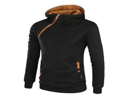 Men039s Hoodies Sweatshirts Men Clothing 2022 Autumn Winter Hoodie Casual Colour Contrast Thick Hooded Diagonal Zipper Oversiz6709624