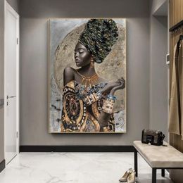 Paintings African Black Woman Graffiti Art Posters And Prints Abstract Girl Canvas On The Wall Pictures Decor300S