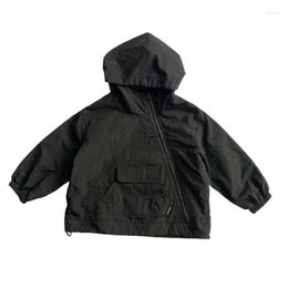 Jackets Children Autumn Coat 2024 Korean Style Cool Fashionable Boy Dark Black Hat Warm Top Baby Comfortable Clothes Drop Delivery Kid Ot1Ih