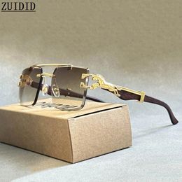 Square Sunglasses For Men Luxury Vintage Designer Rimless Sunglasses Women Trendy Fashion Glasses Gafas De Sol Hombre 240226