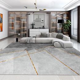 Carpets Nordic Geometry Grey With Gold Line Large Area Rug Soft Lamb Velvet Carpet And For Living Room Thick Bedroom Decor287m