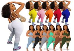 Sexy Womens Spring And Summer Jumpsuits New Rib Suspender Backless Rompers Sleeveless Leggings One Piece Bodysuit4014962