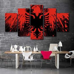 5 piece of canvasAlbanian flag art decoration painting art painting245p