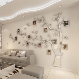 Wall Stickers Tree Po Frame Sticker DIY Mirror Wall Decal Home Decoration Living Room Bedroom Poster TV Background Wall Decor 2289D