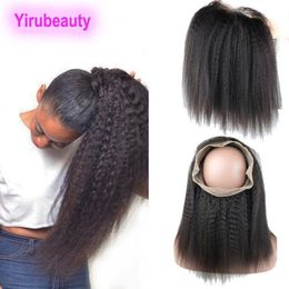 Kinky Straight 360 Lace Frontal Peruvian Human Hair 1024inch Frontals Baby Hair Nonprocessed Closure1980308