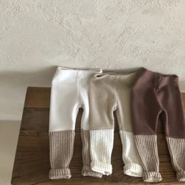 Trousers Infant Baby Boys Girls Fashion Patchwork Tight Leggings Cotton Warm Long Pants Toddler Kids Clothing Autumn Winter