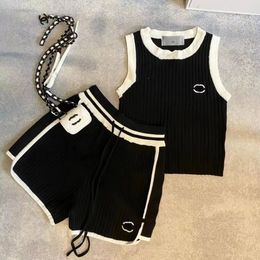 Women's Two Piece Pants Women Tracksuits Women's TwoPiece Sets Designer Suits Fashion Womens Sexy Lady Trendy Clothing Knitted vest elastic waist shorts set