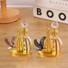 60X 10ml Middle East Vintage Gold Sailing Hotel Style Empty Glass Perfume Bottle with Metal Zinc Alloy Powerful Eagle Decorative