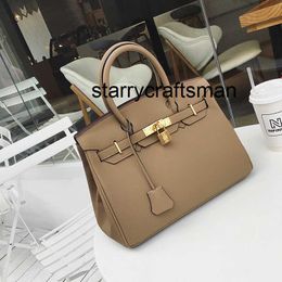 Totes Genuine Leather Handbag L Fashion Lychee Pattern Bag Simple Temperament Portable Large Bag Soft Face Versatile Single Shoulder Messenger Womens Bag