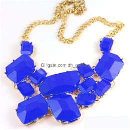 Chokers Colorf Statement Necklace New Chunky Chain Candy Resin Geometry Drop Pendants Golden Bib Jewellery For Women Gifts Deli Dhgarden Dh5A9