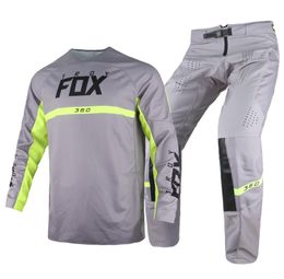TROY FOX 360 MERZ Gear Set Jersey Pants Mens Motocross Combo Adult Kits Offroad MX ATV UTV Bike Racing Grey Suit Men3755330