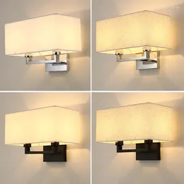 Wall Lamp Nordic Simple Double Head Cloth Cover Modern American El Chinese Bedroom Bedside Light Stair Sconce