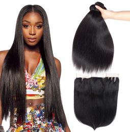 Straight Human Hair Bundles With 44 Lace Closure Cheap Human Hair Extensions 3 Bundles Wet And Wavy With Closure Brazilian Hair1704992