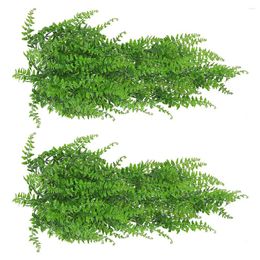 Decorative Flowers 2 Pcs Artificial Green Plants Wall Fake Hanging Leaves Outdoor Plastic Greenery Leaf