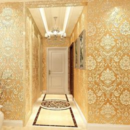 Golden 3D Embossed Wallpaper For Home Roll Classic Silver Floral Living Room Wall Paper Bedroom TV Background Decor264W