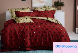 Luxury Designer Bedding Set Classic Letter Logo Brown flower Printed Duvet Cover Pillow Cover 4 pcs Sets Pure Cotton Comfortable Bedding Decoration 1.8m 2m Wholesale