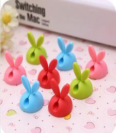 20sets Rabbit Ear Cable Winder Earphone Cable Organiser Wire Storage Silicon Charger Cable Wrap Cord Holder Clips For MP34640370