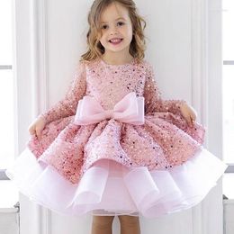 Girl Dresses Girls Sequin Dress 2024 Baby Big Bow Cake Children's Princess For