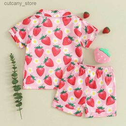 T-shirts Toddler Girl Summer Pyjamas 12 months 2t 3t 4t 5t 6t 7t Short Sleeve T-Shirt Top Strawberry Shorts Baby Sleepwear Set L240311