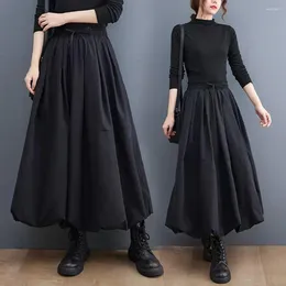 Skirts Women Maxi Skirt Elegant Women's Winter Woolen With High Waist Pockets Fashionable A-line Style For Female Warmth
