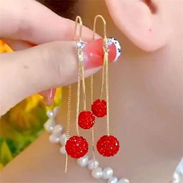 Stud Earrings Korean Crystal Ball Tassel Chain For Women Dangle Jewellery Flower Leaf Bowknot Pearl Wedding Party Piercing Gift