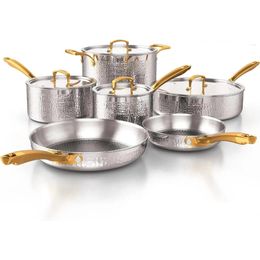 Cookware Sets Pots And Pans Set Tri-Ply Stainless Steel Hammered Kitchen Induction Compatible Drop Delivery Home Garden Dining Bar Otgnk