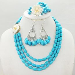 Necklace Earrings Set Natural Turkish Semi-precious Stones Classic 3-layer / Bracelet Earrings. Africa Weddings. Party