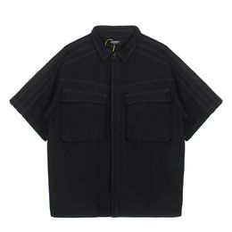 Heavy Made 24ss Europe USA Oversize Twill Woven Workwear Double Pocket Casual Shirt Hawaii Beach Tee Spring Summer Cool Hip hop Short Sleeve 0311