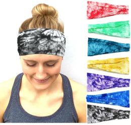 Tie Dye Washed Coloured Headband Girl Bohemian Knotted Turban Headwraps Festival Beach Vintage Sport Yoga Hairband Accessories Swea2544898