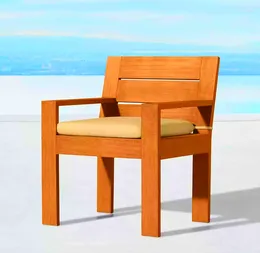 Camp Furniture Customise Manufacture Modern Design Outdoor Teak Wood/Aluminum Garden Dining Chair With Fast Dry Foam Seat Cushion
