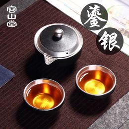 Teaware Sets |Gode Ceramic Coppering.as RongShan Hall 2 Silver Cup To Crack A Pot Of Two Cups Tureen Portable Tea Gift Boxes