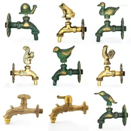 Bathroom Sink Faucets Outdoor Decorative Garden Faucet Animal Shape Green/Antique Brass Washing Mop Faucet/Animal For Watering
