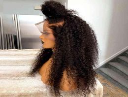 NXY Hair Wigs 180Density 26Inch Natural Black Long Kinky Curly Soft Part Lace Front Wig For Black Women With Baby Hair Natur6045463