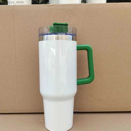 Mugs New 40oz sublimation stainless steel tumbler with colorful handle lid straw big capacity beer mug water bottle outdoor camping cup vacuum insulated tumblers