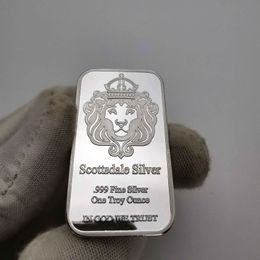 100 Pcs Non magnetic Scottsdale Coin Craft 1 OZ Lion Head Silver Plated Decoration Gift Collectible Commemorative Bar287x