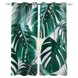Curtain & Drapes Palm Leaves Green Tropical Plant Curtains For Room Window Kids Bedroom Living Treatment340C