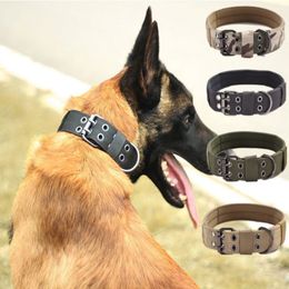Dog Collar Adjustable Military Tactical Outdoor Training Nylon Dog Collars Durable Metal Buckle Large Medium Dogs Pet Products 201271o
