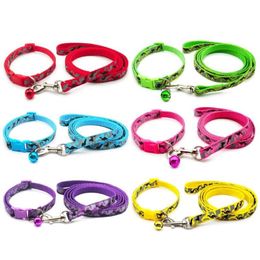 Dog Collars & Leashes 24pcs Lovely Leash And Collar Set 1 2M For Puppy Cat Traction Rope Harness Durable Walking Pet Supplies Anti247Z