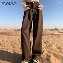 Women's Jeans ZOENOVA Spring 2024 High Waist Loose Straight Women 's Casual Mopping Wide Leg Pants Fashiona Versatile Denim Trousers