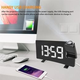 Projection Alarm Clock Digital Date Snooze Function Backlight Rotatable Wake Up Projector Multifunctional Led Clock Fast Ship LJ20182I