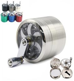 Tobacco Grinder 55mm 4 Layers Zicn Alloy Hand Crank Tobacco Grinders Metal Hand Muller Pepper Grinders Smoking Accessories CCA12083649815